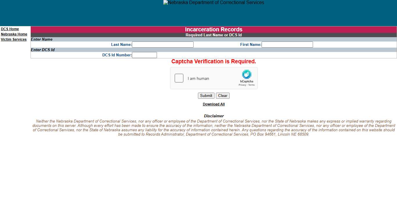 Incarceration Record Search