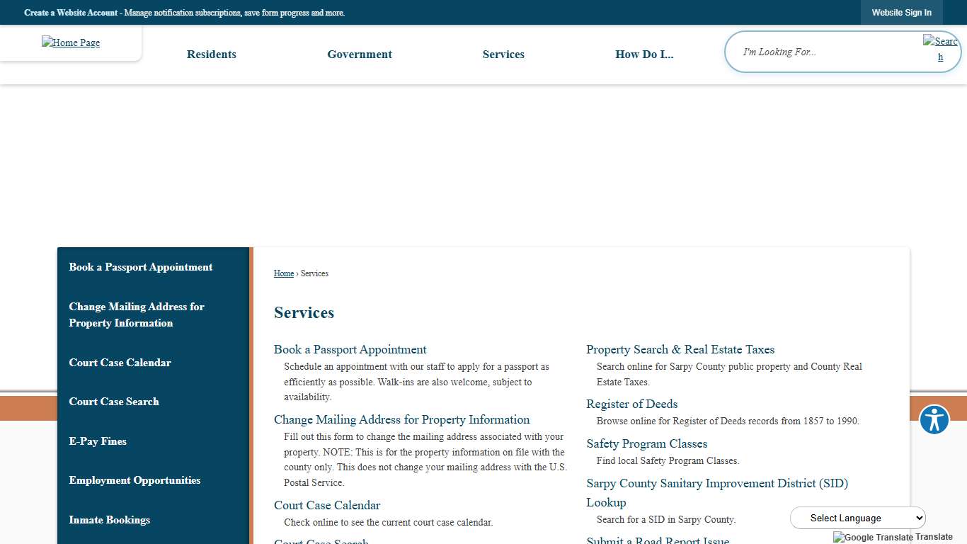 Services | Sarpy County, NE